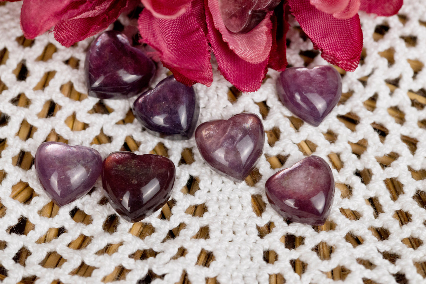 Gem-Lepidolite Mini Hearts