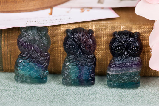 Rainbow Fluorite Owls